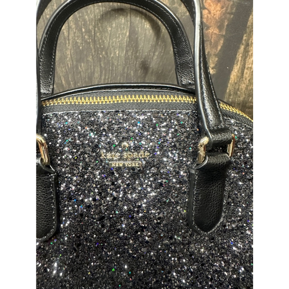 Kate Spade Laurel Way Black Glitter Mini Reiley Satchel 001 Black - Picture 6 of 9